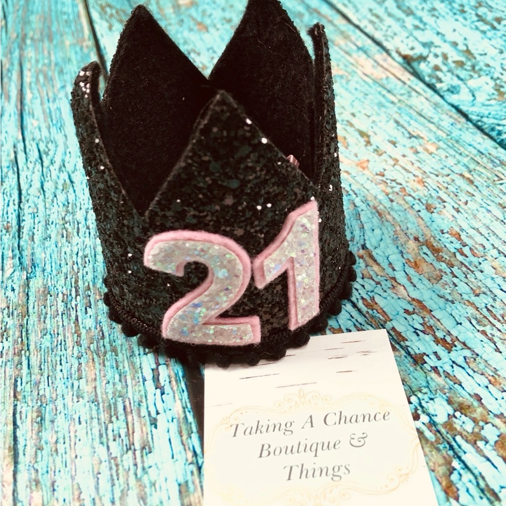 Black Felt Glitter Crown